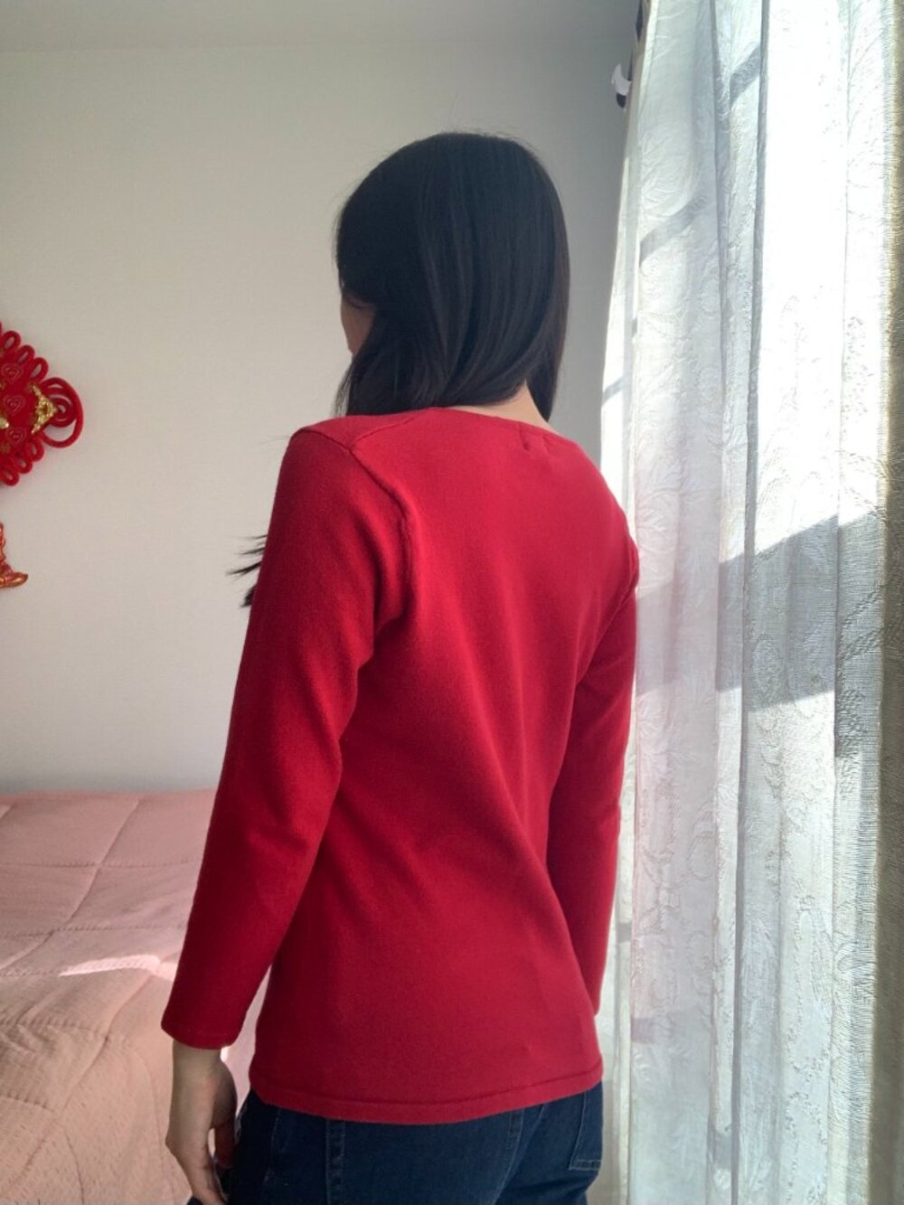 Red Square-Neck Top - Picture 3 of 4